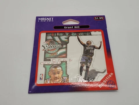 1997 Crown Pro NBA Grant Hill Detroit Pistons Magnet NOS Factory Sealed Cover