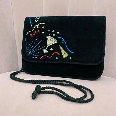 Cartera Bandolera Fiesta Bordada Terciopelo Vintage Año Nuevo 2000 Foto 1 de 4