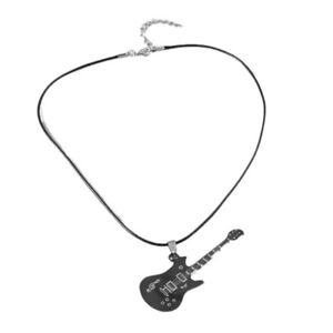 Music Instrument Pendant Necklace PU Leather Chain Choker Unisex Accessories