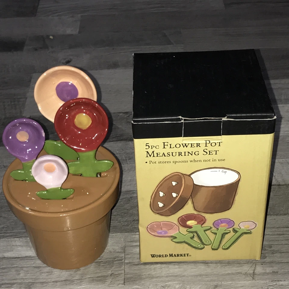 Five Piece Flower Pot Measuring Set  World Market New W/ Box W3 - Image 1 of 4