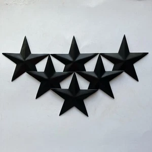 Set/6 Black Barn Star Stars 3" Primitive Farmhouse Country Craft Supply NO Hole - Picture 1 of 5