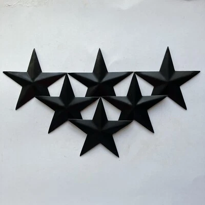 Set/6 Black Barn Star Stars 3" Primitive Farmhouse Country Craft Supply NO Hole - Image 1 of 4