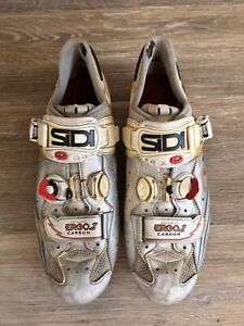 Sidi Ergo 2 Carbon Road Bike Shoes EU 44 US Men 10 Clipless Silver 3 Bolt