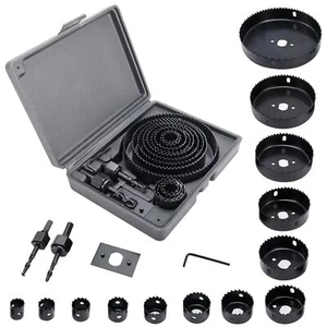 17pcs Hole Saw Drill Bit Kit Wood Plastic Sheet 3/4" - 5" Cutting Tool Set Black - Picture 1 of 9