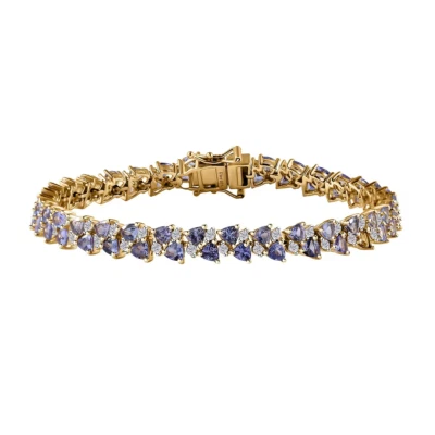 8 pulgadas  PULSERA, TANZANITA, MOISSANITA Vermeil YG Chapada Plata de Ley Foto 1 de 4