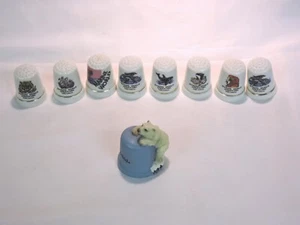 8 Ceramic Porcelain Marine World Thimbles + 1 Sea World Thimble w/ Polar Bear - Picture 1 of 5