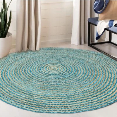 Home Decor Floor Mat Reversible Door Carpet Mat Blue Color Area Rug Round Rug - Image 1 of 3