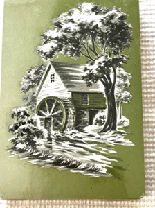 Vintage Spielkarten W.P. Co.Racine, WI #8524 "Millstream" Scene Green Neu - Bild 1 von 3