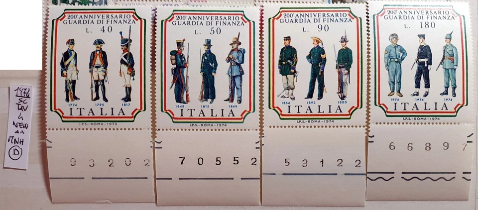 ITALY REPUBBLICA 1974 FINANZA COMPLETA CON NUMERO DI TAVOLA - 4 STAMPS NEW** - Immagine 1 di 1