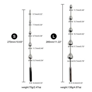 Stainless Steel Dilator Expander Metal Urethral Stretching Penis Ball Plug Male - Picture 1 of 16