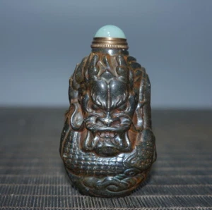 Antique Collection: Tianhuang Shoushan Shisheng Xiaolong Carved Snuff Bottle - Picture 1 of 5