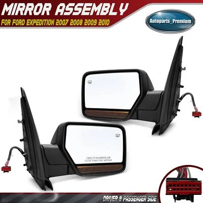2x Espejo retrovisor negro izquierdo y derecho con ajuste de vidrio eléctrico para Ford Expedition 2007-2010 Foto 1 de 4