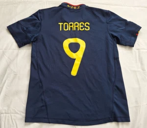 Spain 2010 Away Jersey #9 Torres Adidas Navy Blue Shirt Size Boys M Soccer - Picture 1 of 7