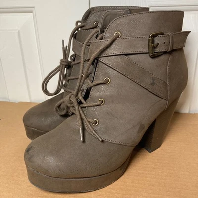 MATERIAL GIRL Mujeres Botas al Tobillo con Hebilla con Cordones Plataforma Tacón Grueso Talla 9.5 Foto 1 de 4