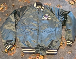 Giacca bomber vintage anni 80 linea gesso Penn State University raso XL-T XLT - Foto 1 di 17