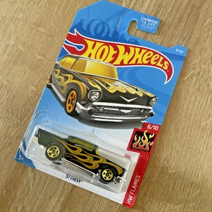 Hot Wheels 2019 #9 '57 Chevy Black with Yellow Tint HW Flames 6/10 - Bild 1 von 5