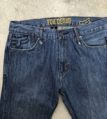 Y2K Fox Racing Denim Jeans Dark Wash Size 33x32 Men's - Image 1 of 4