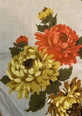 Mantel o tela de colección años 70 flor aguacate verde/dorado estampado grande 52X70 nuevo sin etiquetas Foto 1 de 3