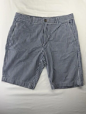 Pantalones cortos chinos Brooks Brothers 346 para hombre a cuadros frente plano talla 33 azul blanco Foto 1 de 4