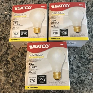 2 Vintage Light Bulbs - 1 SATCO 75W 130V & 1 Sylvania 40W 120V Three Pack - Picture 1 of 2