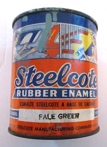 VINTAGE STEELCOTE RUBBER EMAMEL PALE GREEN MARINE PAINT 3/4 FULL CAN ~ BOAT SHIP - Picture 1 of 4