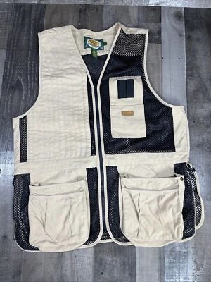 Cabela's Targetmaster Khaki Canvas & Black Mesh Hunting Shooting Fishing Vest XL - Image 1 of 4