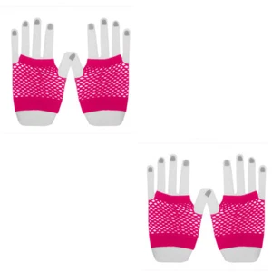US 2 Pairs Women Short Fishnet Glove Sexy Gothic Party Mesh Fingerless Gloves - Picture 1 of 47