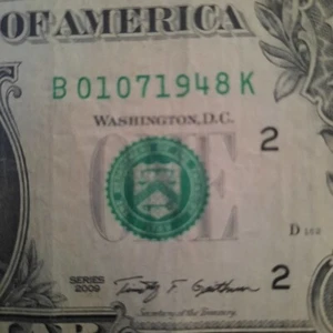 2009 1 Dollar, Birthday Note, 01/07/1948, B01071948K - Picture 1 of 3