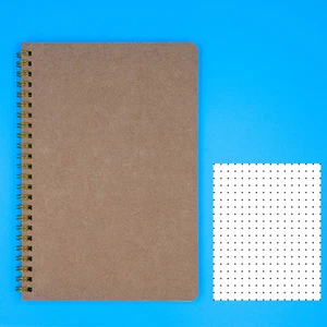 Dotted Notebook A5 - Spiral Dot Grid Paper Notebook - Tan Cover 5.5"X8.5" - Picture 1 of 4
