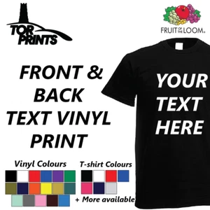 Personalized / Custom T-Shirt Front & Back Text Printed T Shirt Vinyl Design - Picture 1 of 17