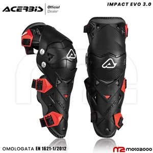 COPPIA GINOCCHIERE ACERBIS IMPACT EVO 3.0 KNEE GUARDS TRIPLO SNODO NERO ROSSO - Foto 1 di 4