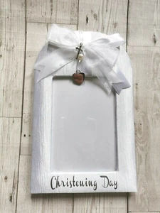 CHRISTENING DAY PHOTO FRAME BABY GOD PARENT GIFTNEWBORN - Picture 1 of 4