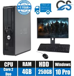 FAST DELL OPTIPLEX SFF PC COMPUTER INTEL DUAL CORE 4GB 250GB 19" TFT WINDOWS 10 - Picture 1 of 1