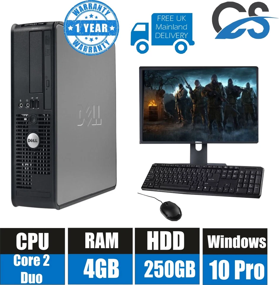 Rápido Dell OptiPlex SFF PC Ordenador Intel Dual Core 4GB 250GB 19" TFT Windows - Imagen 1 de 1