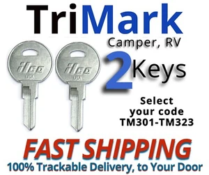 Trimark Keys Camper RV Motorhome Replacement Key Cut to your Code TM301-TM323 - Picture 1 of 2