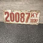 Vintage 1920 Kentucky Heavy License Plate # 20087