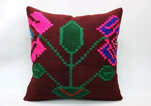 Kilim Square Pillow, 24x24 in, Decorative Sofa Cushion, Handmade Vintage Pillow - Picture 1 of 6