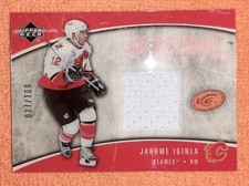 JAROME IGINLA 2005-06 UD ICE FROZEN FABRICS GLASS JERSEY 100 MADE FLAMES MINT