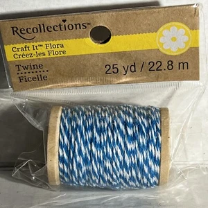 Twine Recollections 25yd Blue/white Twine Craft New - Picture 1 of 2