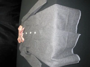 Vintage Girls Gray Wool Lined Coat Jacket With pink bow ~ 6565 - Picture 1 of 9