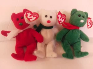 TY 2007 Jingle Beanies Set of 3 Bears Lil' Flakes / Lil' Frosts / Lil Freezes - Picture 1 of 12