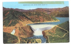 Postcard Idaho ID Arrow Rock Dam Boise River Vintage Arial View Mountains - Picture 1 of 2