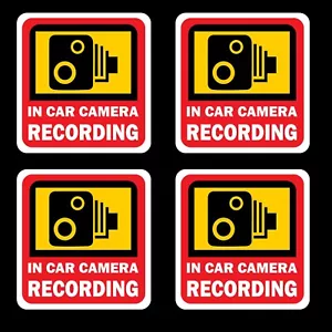 4x CCTV In Car Camera Recording Sticker - 47x50mm - Dashcam Video Warning Vinyl - Picture 1 of 1