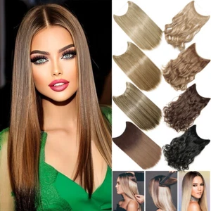 CLEARANCE Wire In One Piece Weft for Human Hair Extensions Thick Long NO CLIPS - Picture 1 of 44