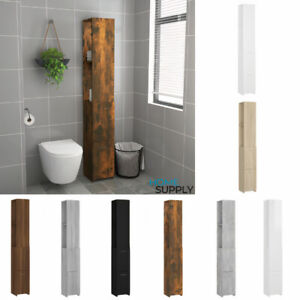 Modern Wooden Narrow Tall Bathroom Toilet Storage Cabinet Unit With 2 Drawers