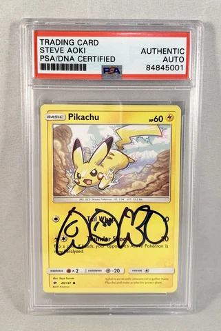 Steve Aoki Signed Pokemon Card Pikachu #025 2017 PSA/DNA COA Cover