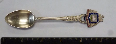 Enameled Silver plated Souvenir Spoon with sail boat Cover