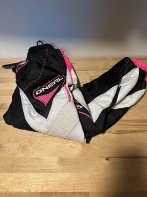 O'Neil девочек мотокросс брюки - черный и белый с розовой отделкой - Изображение 1 из 3