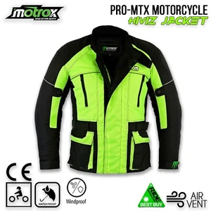 MENS HiViz JACKET WITH CE PROTECTION MOTORBIKE MOTORCYCLE TEXTILE COAT - Picture 1 of 7