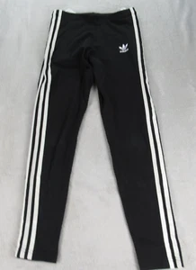 Adidas Leggings Youth 11-12 Yrs Black 3 Stripes Elastic Waist Adicolor - Picture 1 of 11